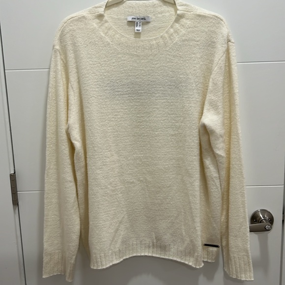 Peace Love World Happy Affirmation Slouchy Ivory Sweater Medium - Picture 4 of 9